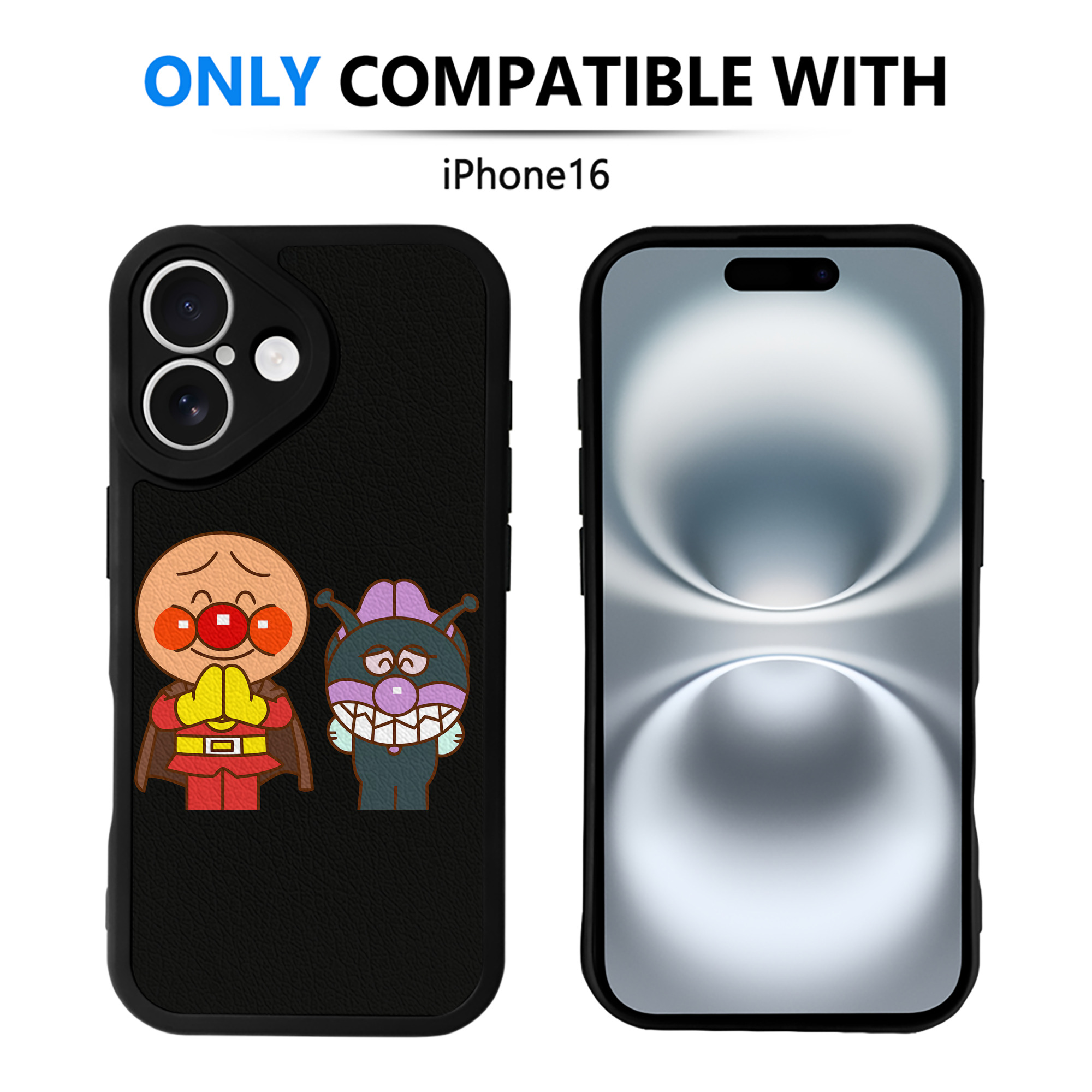 （画像用） アンパンマン Anpanman 【iPhone 16シリーズ対応】シリコンスマホケース（レザー調） 材質：シリコン